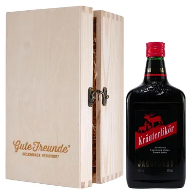 Produktbild von Jagdfürst Kräuterlikör mit Geschenk-Holzkiste