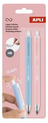 Obrázek produktu pro Nekonečná tužka "Infinite Click", modrá a růžová, HB, stiskací mechanismus, 2 ks, APLI 20066