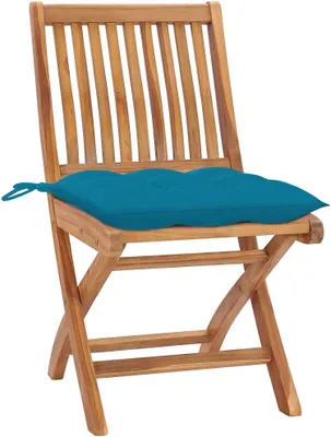 Immagine prodotto di Set di 2 sedie da giardino in legno di teak massello, complete di cuscini, sedie pieghevoli per terrazza con seduta e schienale ergonomici, per un comfort ottimale e una capacità di carico fino a 110 kg