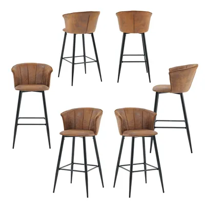 Produktbild von Meubles Cosy 6er-Set Barhocker im Industrial Stil mit Armlehnen und Rückenlehnen aus WildKunstleder – DONCIC