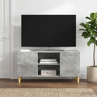 Image de Meuble TV vidaXL 102 x 34,5 x 50 cm, gris béton, aggloméré