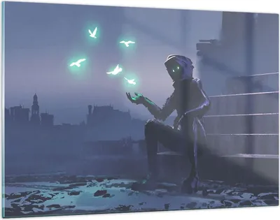 Produktbild von Bilder auf glas - Fantasie Kreatur - 120x80cm - Glasbilder - Wandbilder - Kunstdruck - zum Aufhängen bereit - Wanddekoration aus Glas - Glas Bilder - Wandbild auf Glas - Einteilig - GAA120x80-4092