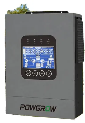 Produktbild von Hybrid-Solarwechselrichter, 5000W Nennleistung, 24V Spannung, 160A Ladestrom, 60-450V MPPT-Bereich, 44,50 x 38,50 x 16,50 cm Abmessungen
