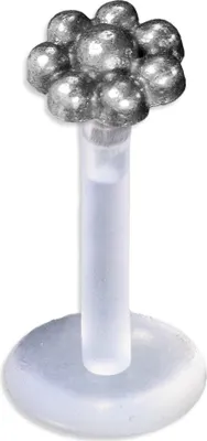 Produktbild von viva-adorno 1,2 x 8mm Labret Stecker Lippenpiercing Tragus Piercing Bioflex Silber Vintage Antik Style Blume Blüte verschiedene Desgins Z522.D3