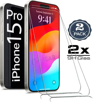 Produktbild von 2X Für iPhone 15 Pro ( 6.1" ) - Panzerglas Glasfolie Display Schutz Folie Glas 9H Hart Echt Glas Displayschutzfolie 2 Stück