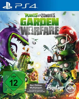The image is the cover art for the video game Plants vs. Zombies: Garden Warfare, featuring characters from the game.
