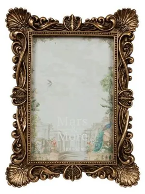Productafbeelding van Mars & More Rechthoekige fotolijst, schelpmotief, goud, 15,2 x 2,4 x 20,4 cm