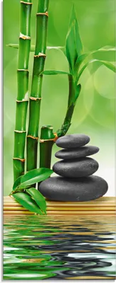 Produktbild von ARTland Glasbild Spa Konzept Zen Basaltsteine Größe: 50x125 cm