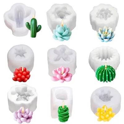 Produktbild von 9-teiliges Silikonformen-Set für Kerzen, 3D-Silikonformen für Kerzen, Tortendekoration, Seife, Harz und DIY-Bastelprojekte.