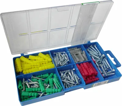 Produktbild von CONNEX Holzschrauben und Dübel- Sortimentskasten, 160- teilig, DP8500057