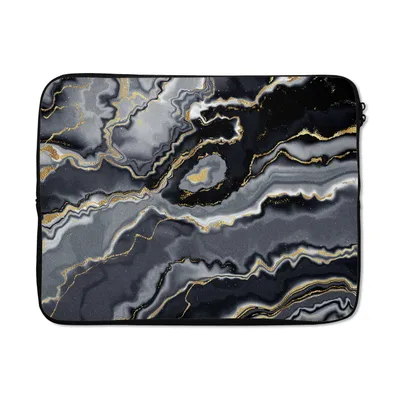 Produktbild von MuchoWow® Laptop Hülle 17 Zoll Laptoptasche Glitzer - Gold - Marmor - Achat - Geode - Zipper - Schutzabdeckung