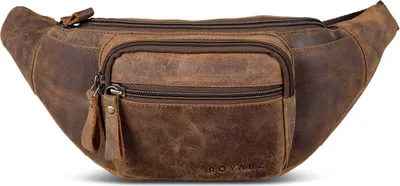 Produktbild von ROYALZ "Alabama" Gürteltasche Leder Herren Damen Bauchtasche Retro Vintage Look Hüfttasche flach Brusttasche Brustbeutel Echtleder | Verstellbarer Gurt bis 130 cm