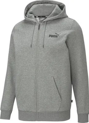 A grey Puma hoodie with a zipper and a small Puma logo on the chest.