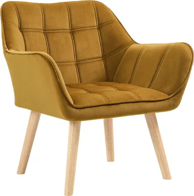 Produktbild von Ohrensessel Einzelsessel Relaxsessel mit Samt, skandinavisch, erhöhte Beine, samtartiges Polyester, Gelb 67x61,5x71 cm