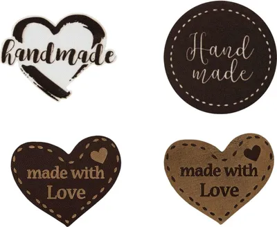Produktbild von Mono Quick 0415x Handmade, Made with Love Label, Applikation Bügelbild Patch Aufnäher : 04151 - Handmade Herz Motiv: 04151 - Handmade Herz