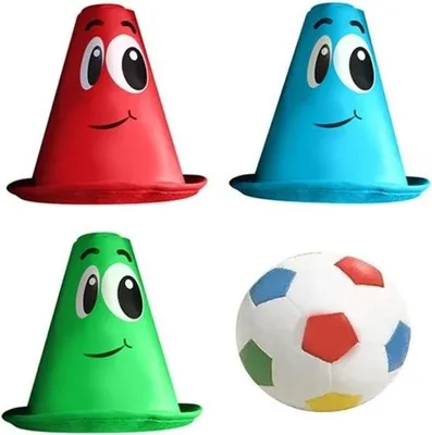 Produktbild von Fußball Set für Vorschule, Ball und 3 Hütchen, Gemischt, Ab 2 Jahren, Innen- und Außenspiel