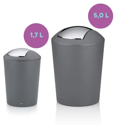 Produktbild von Kela Schwingdeckeleimer Marta Kunststoff schwarz 29cmh 19,5cmØ 5l, 22300