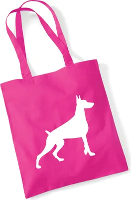 Produktbild von Huuraa Jutebeutel Dobermann Silhouette 10 Liter Fuchsia Baumwolle Tasche Geschenkidee