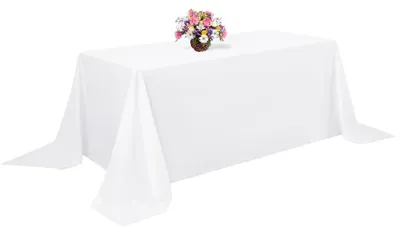 Zdjęcie produktu dla Ścierełka na stół, prostokątna, 228 x 396 cm, biała, wykonana z poliestru, nie gniecie się, można prać, 1 sztuka