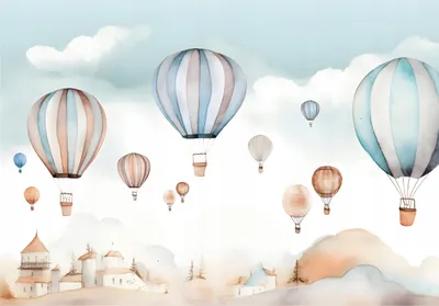 Produktbild von Vlies Fototapete Kinderzimmer Luftballons Himmel (368x254 cm - inkl. Kleister) Kinder Modern Vliestapete Tapete Wandtapete