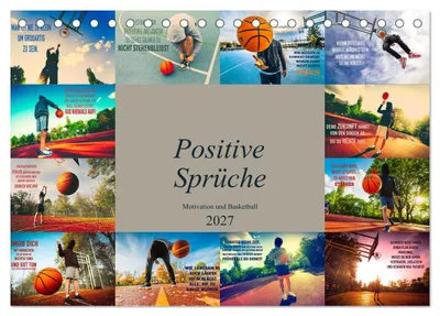 Produktbild von Positive Sprüche - Motivation und Basketball (Tischkalender 2027 DIN A5 quer), CALVENDO Monatskalender