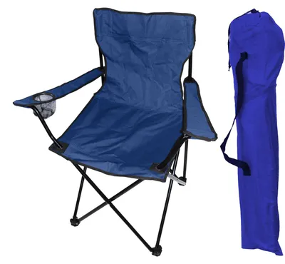 Anglersessel Campingstuhl Regiestuhl Getränkehalter und Tasche Blau