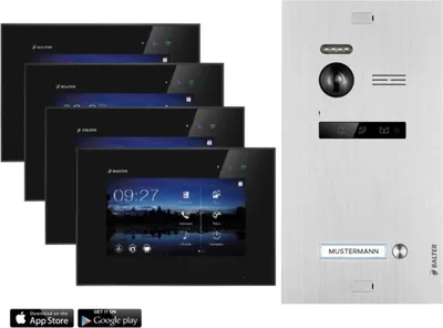 Productafbeelding van Balter EVO videosysteem voor deuropnamen, met app, geschikt voor eengezinswoningen, met 4 x 7-inch monitor, zilver/zwart