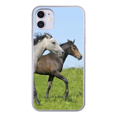 Produktbild von MuchoWow® Handyhülle Schutzhülle Hülle für iPhone 11 Pferde - Tiere - Gras Silikon Softcase Handy Hülle - Handytasche