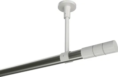Produktbild von Interdeco Gardinenstange / Vorhangstange Edelstahl-Optik / Weiß, Typ Sonette Elanto (Rillenzylinder) ohne Ringe, Deckenmontage, 20 mm Ø 1-läufig, 420 cm