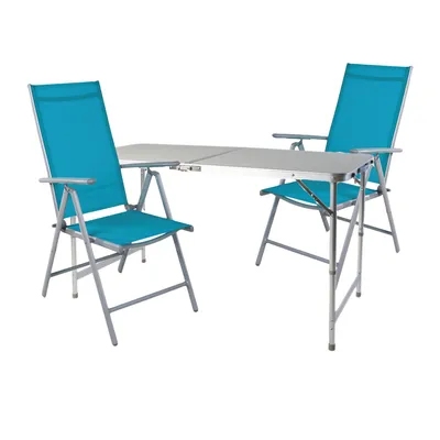 Produktbild von XXL 3-teiliges Campingmöbel Set Aluminium Textilen Petrol
