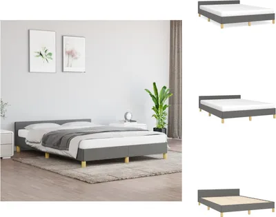 Produktbild von vidaXL Bettgestell mit Kopfteil Dunkelgrau 140x200 cm Stoff - Betten & Bettgestelle