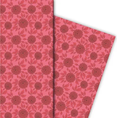 Produktbild von Edles Dahlien Geschenkpapier im Vintage Retro Stil, rosa - G10124, 32 x 48cm
