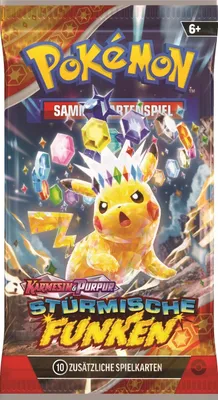 A Pokemon trading card game booster pack with Pikachu on the front.