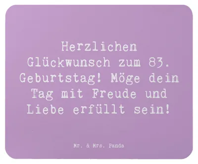 Produktbild von Mr. & Mrs. Panda Mauspad Spruch 83. Geburtstag - Lavendeltraum - Geschenk, laptop, Mousepad, Liebe, besonderer, Alter, Happy Birthday, Mouse Pad, pc mausunterlage, Wärme