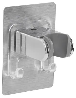 Produktbild von Duschkopfhalter mit Doppelhaken, verstellbar, selbstklebend, Chrom/Silber