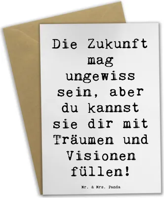 Produktbild von Mr. & Mrs. Panda Grußkarte Spruch Zukunftsplanung Ungewissheit annehmen - Weiß - Geschenk, positive Einstellung, Motivation, weihnachtskarten, Lebensfreude, Zuversicht