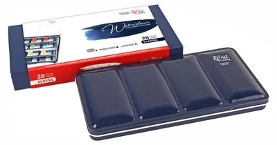 Immagine prodotto di Colori ad acquerello in blocchi classici in astuccio metallico 28 colori
