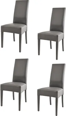 Produktbild von t m c s Tommychairs - 4er Set Moderne Stühle LUISA für Küche und Esszimmer, robuste Struktur aus lackiertem Buchenholz Farbe Dunkelgrau, gepolstert und mit dunkelgrauem Kunstleder bezogen