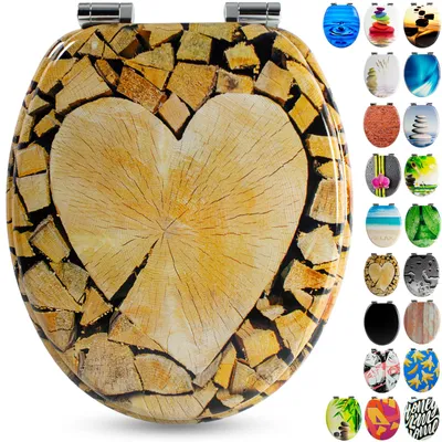 Produktbild von Sanfino® Premium WC Sitz "Wood Heart" hochwertiger Toilettendeckel mit Absenkautomatik aus Holz, einfache Montage
