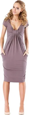 Produktbild von Damenn Minikleid Top Kleid V-Ausschnitt ; Cappuccino S/M 36/38