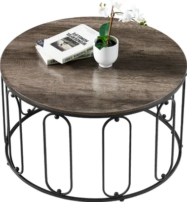 Produktbild von MCombo Metallmöbel Couchtisch Beistelltisch Sofatisch Kaffeetisch 2147, rund Industriedesign Ø 80 cm, 2147BK