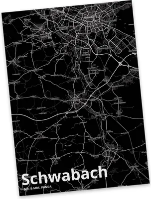 Produktbild von Mr. & Mrs. Panda Postkarte Schwabach - Geschenk, Postkarten, Grußkarte, Ansichtskarte, Stadt Dorf Karte Landkarte Map Stadtplan, Ansichtskarten, einzelkarte