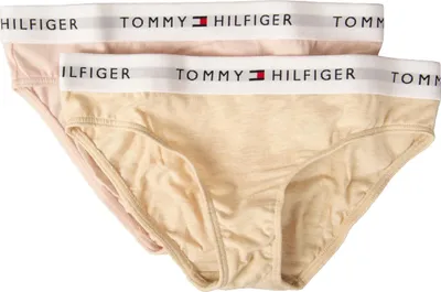 Zdjęcie produktu dla TH TOMMY HILFIGER majtki dziewczęce 2-pak z widocznym elastycznym artykułem UG0UG00583 bikini 2p, 0UX jasnoróżowy / otatimel htr, L Wiek 10 - 12 / cm 140 - 152, Bawełna 95%, Elasthan 5%, Bawełna 95%, Elasthan 5%