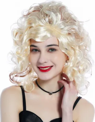Produktbild von WIG ME UP Perücke lockig Scheitel Hellblond braune Strähnen 91873-P88-P33A