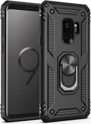 Image de Galaxy S9 Case with Ring, Dual Layer Hard PC TPU, Shockproof Case with Stand for Samsung Galaxy S9 Black (étui antichoc avec support pour Samsung Galaxy S9)