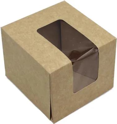 Produktbild von Tortenkarton braun mit Sichtfenster 10x10x8cm