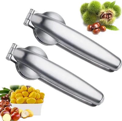 Produktbild von WELLXUNK Kastanien Clip, Walnüsse Nußknacker, 2 Stück Haselnuss öffner, Nussknacker Sheller, Edelstahl Metall Maronen Schneider, Maronizange, Nussknacker Sheller für Walnüsse Kastanien Nüsse (M1)