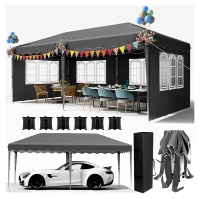 Produktbild von Faltpavillon 3x6, wasserdicht, stabil und winterfest, Gartenzelt mit Seitenteilen, Partyzelt aus 420D Oxford, höhenverstellbar, UV-Schutz 50+, Pavillon für Märkte und Hochzeiten, Grau