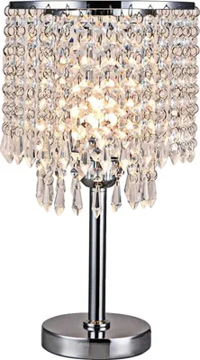 Produktbild von Tischlampe, Kristallglas, elegantes Design, Elfenbein, WEISS, Silber