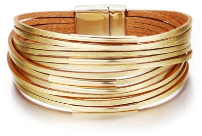 Produktbild von XUEQI Damen Lederarmbänder,Boho Lederarmband Handgefertigt Geflochtene Mehrschic